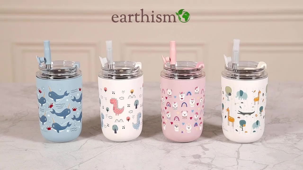 Earthism Stainless Steel Insulated Kids Tumblers with Lid and Straw Wilderness Wonders