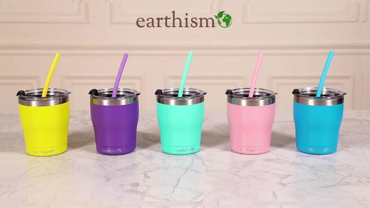 Earthism Stainless Steel Insulated Kids Tumblers with Lid and Straw