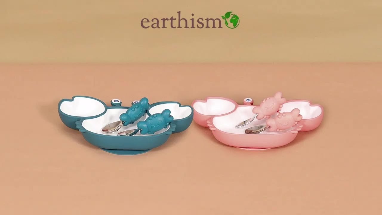 Earthism Silicone kids feeding set- Crab